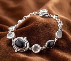 Silber925 Armband mit Onyx & Perlmutt - A&C Oslo - Neu