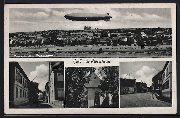 Cartoline postali: Ülversheim, Zeppelin über den Ort, meh – Usato da Berlin venduto da bartko-reher
