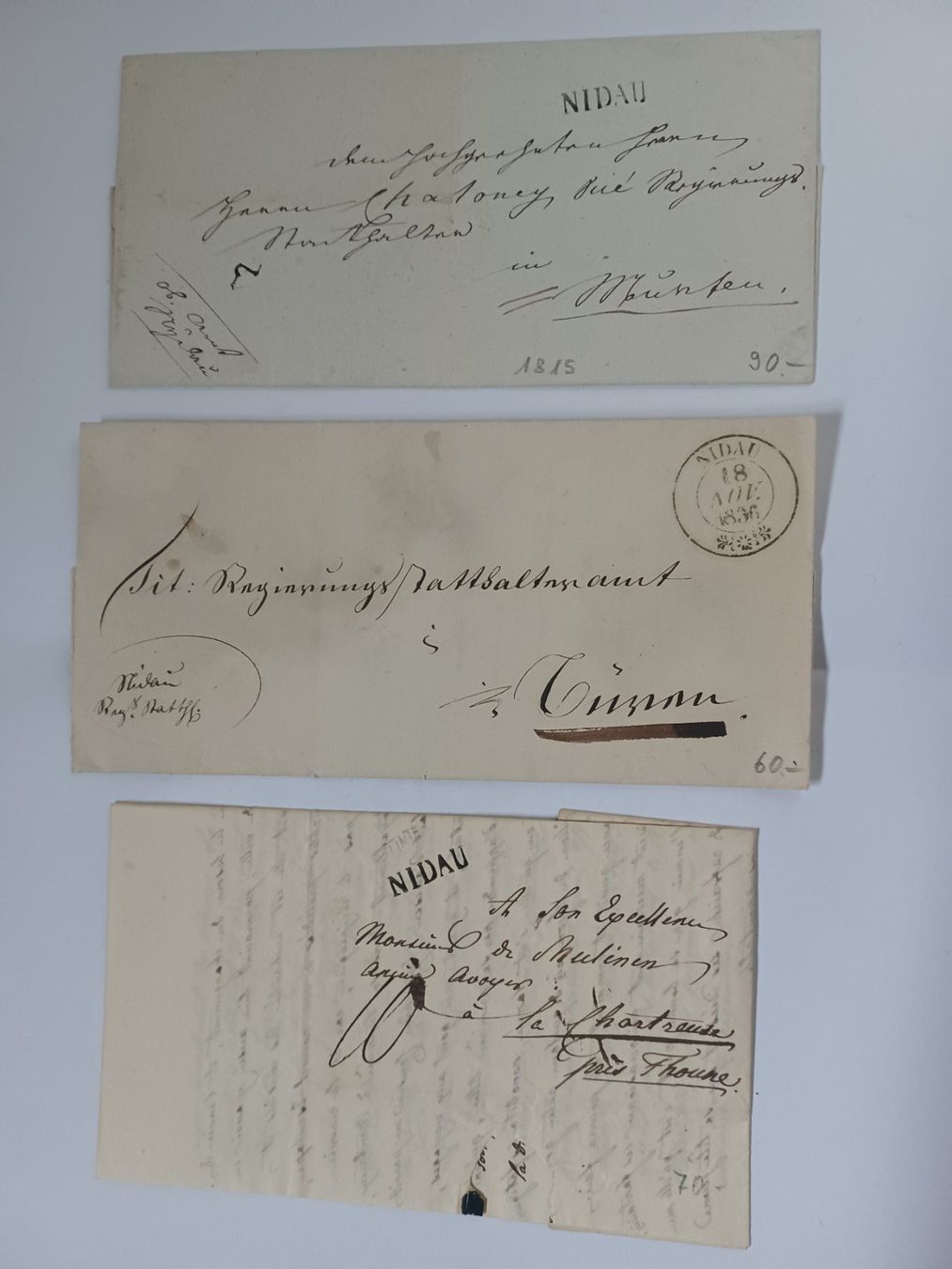 Alle Briefmarken: Sammlung von 9 Belegen Vorphilatelie "NIDAU" – Gebraucht aus Ipsach von rud_9wkq 2