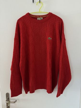 Lacoste Pullover rot gestrickt Made in France Gr 7 Boxy Y2K