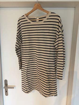 H&M Kleid gestreift beige schwarz Grösse M Baumwolle