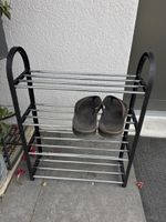 Shoe Rack with 4 Tiers, Black and Silver, Used Condition