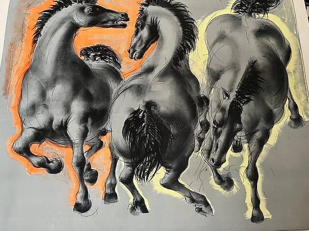 Grafica & Litografie: HANS ERNI  Litho originale  3 chevaux – Usato da PULLY venduto da RAPHAEL1953