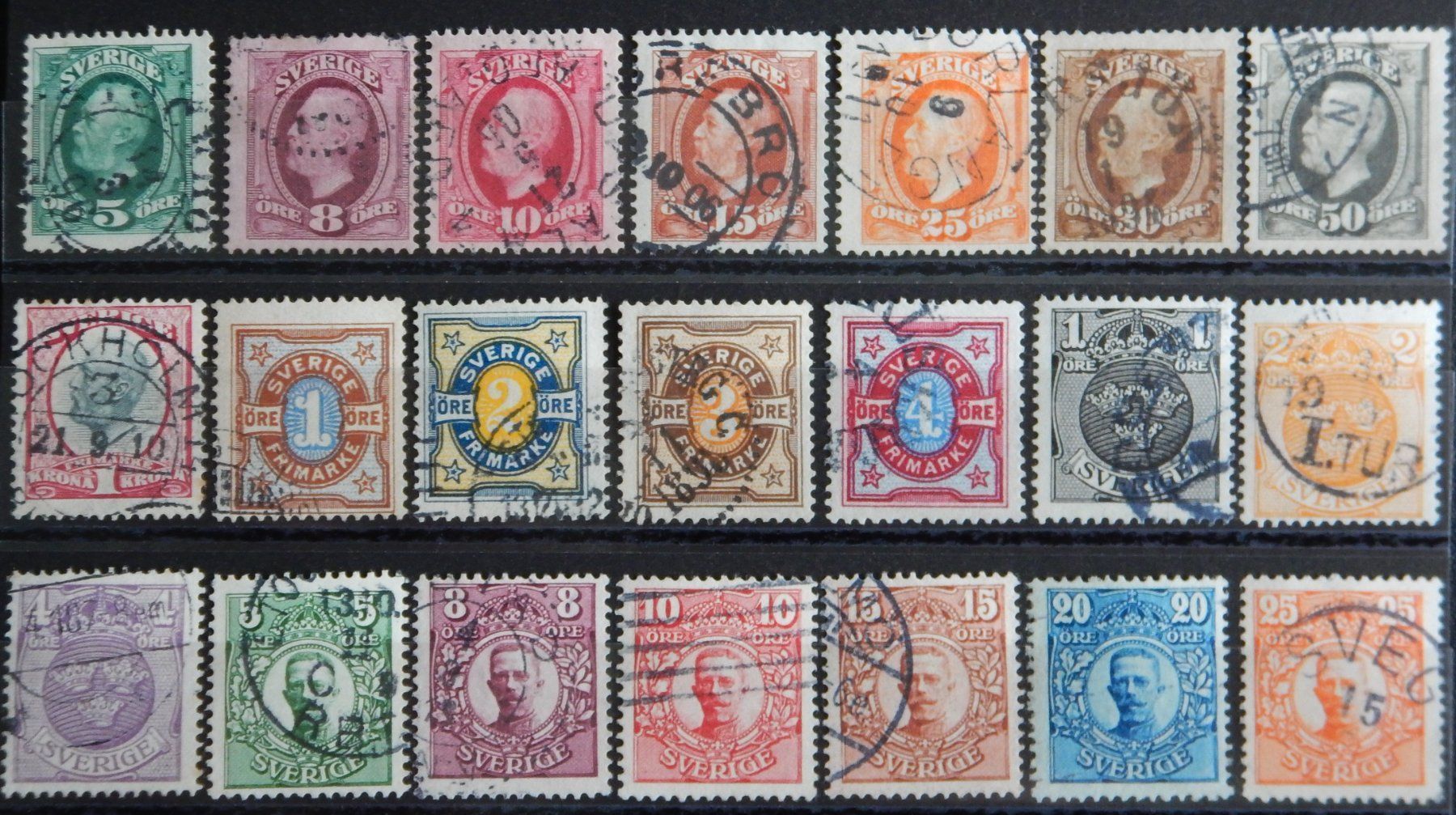 Tutti i francobolli: Schweden ex. Kat. 41-75 gest. 1891/1911 – Usato da Zürich venduto da Muehlekauf