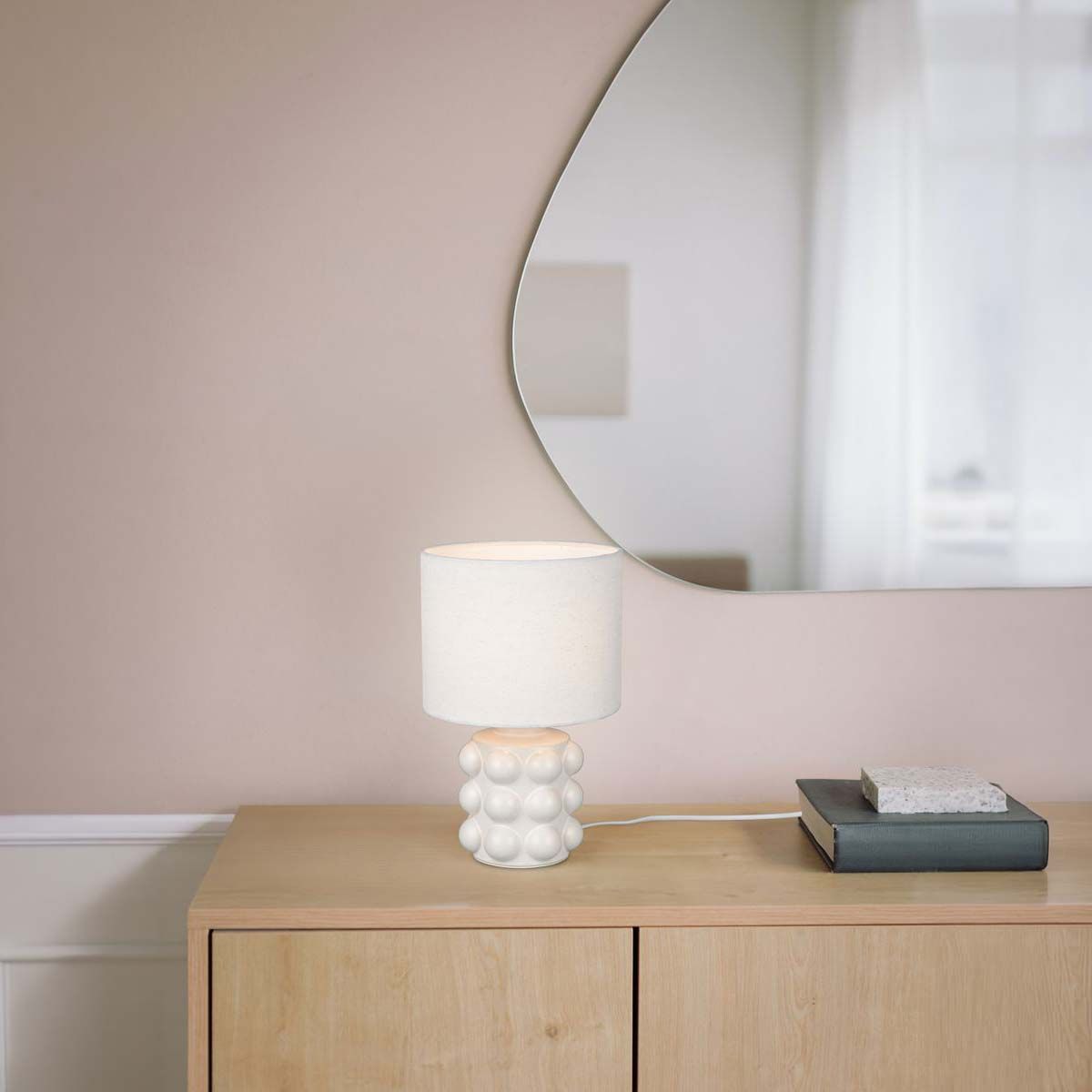 Lampade: Tischleuchte, Keramik, Stoff, 30 cm Höhe – Nuovo (secondo la descrizione) da Kreuzlingen venduto da Smart-Light 1
