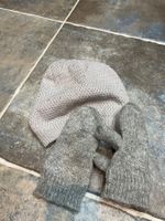 Glitzernde grauer Set, Mütze und Handschuhe, 4-6 Jahre