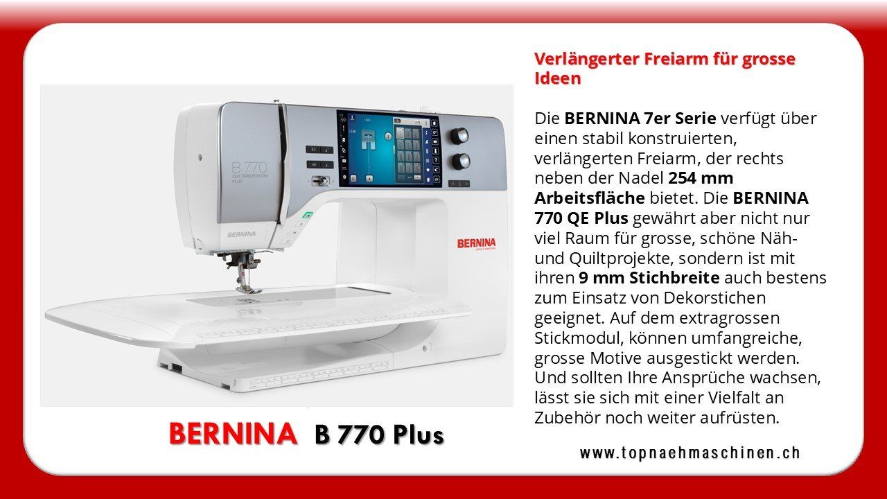 Bernina Macchine da cucire: BERNINA 770QE Plus – Nuovo e nell'imballaggio originale da Bülach venduto da topnaehmaschinen 5