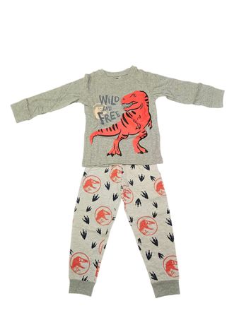 Dino-Pyjama, Grösse 3-7 Jahre, Grau mit coolem Print!
