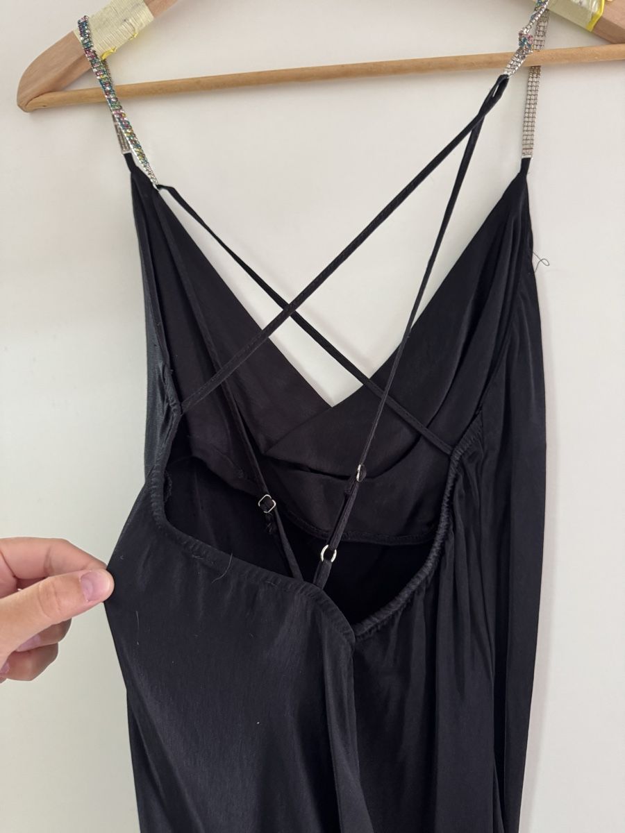 Bershka Vestiti: Robe noire à bretelles bijoux, Taille L – Usato da Vouvry venduto da Laurie1896 1