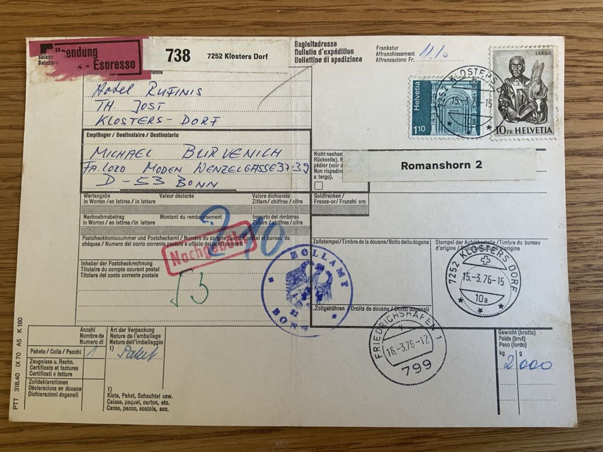 Alle Briefmarken: Klosters – Gebraucht aus Binningen von chr_cr5n