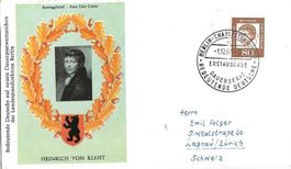Deutsche Bundespost, Heinrich von Kleist, Ersttag, FDC, 1961