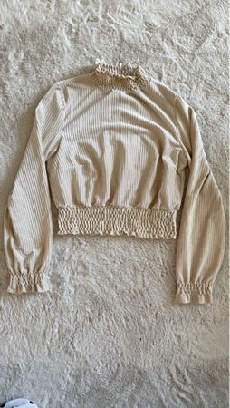 Raffiniertes Shirt mit Kräuselbund, Grösse S, Beige