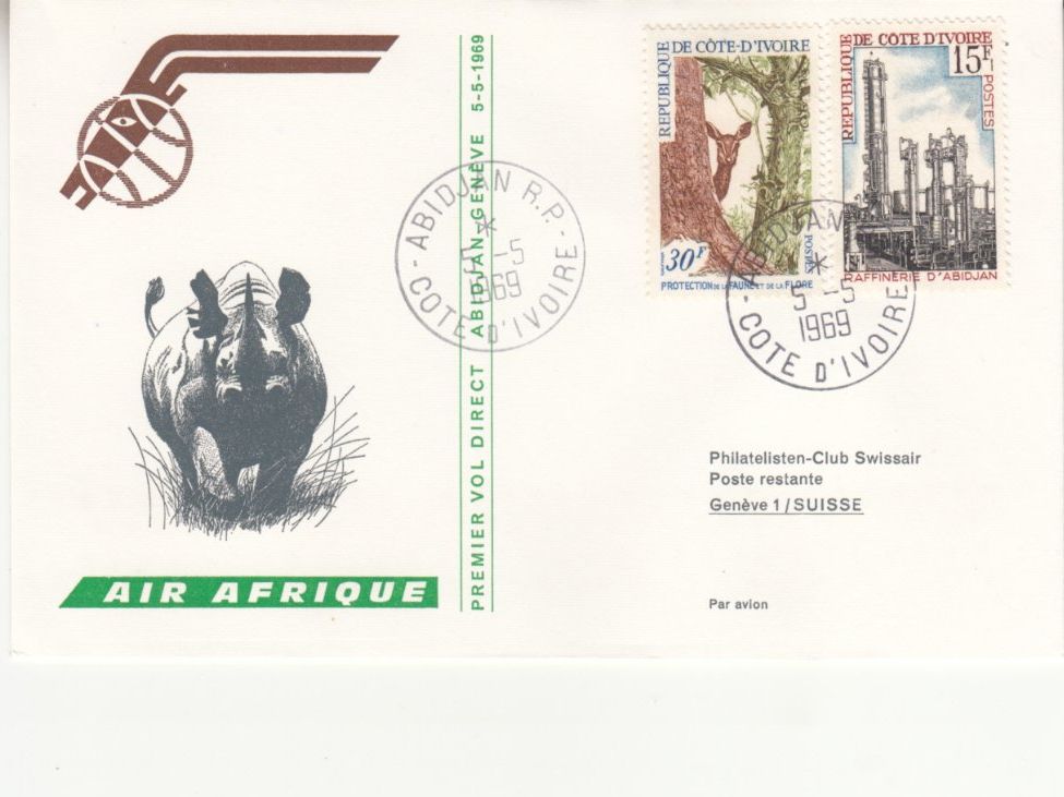 Tutti i francobolli: SLH RF 69.14 Abidjan-Genève – Usato da Bürglen TG venduto da StampGraf