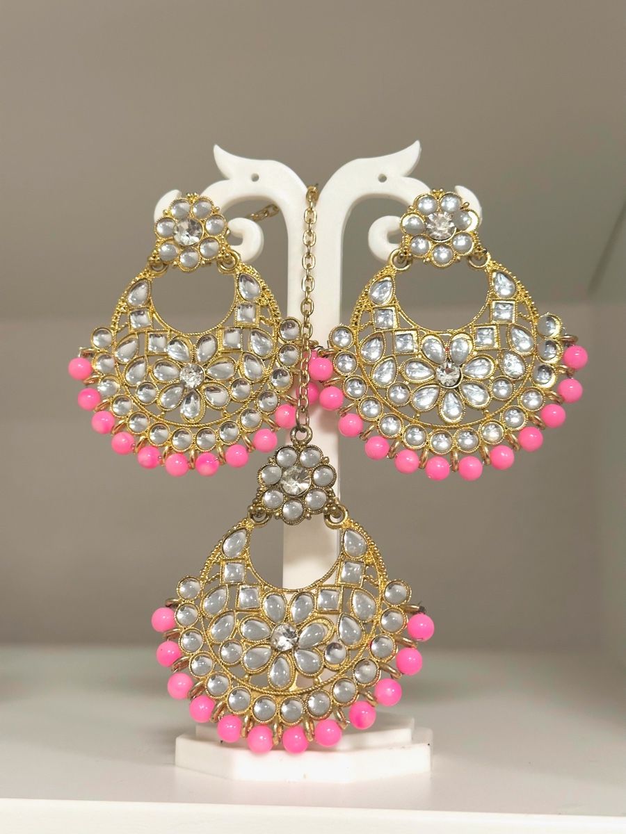 Orecchini pendenti & Orecchini a lobo: Indische Schmuckset, Ohrringe+Tikka – Nuovo e nell'imballaggio originale da Burgdorf venduto da LittleNora