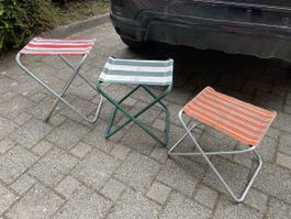 3 Tabourets Pliables Camping Vintage
