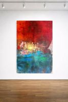 ABSTRAKT ART XXL BILD ROT BLAU NACH FRANKENTHALER 130 x 190