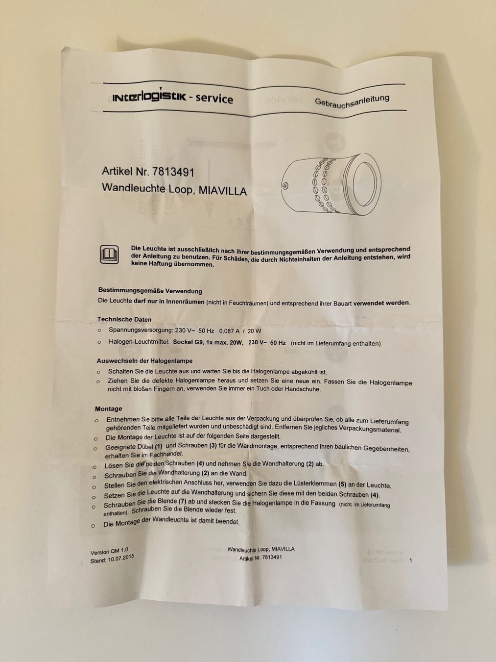Lampade: miaVILLA Wandleuchte – Nuovo (secondo la descrizione) da Zürich venduto da BenJoMusic 5