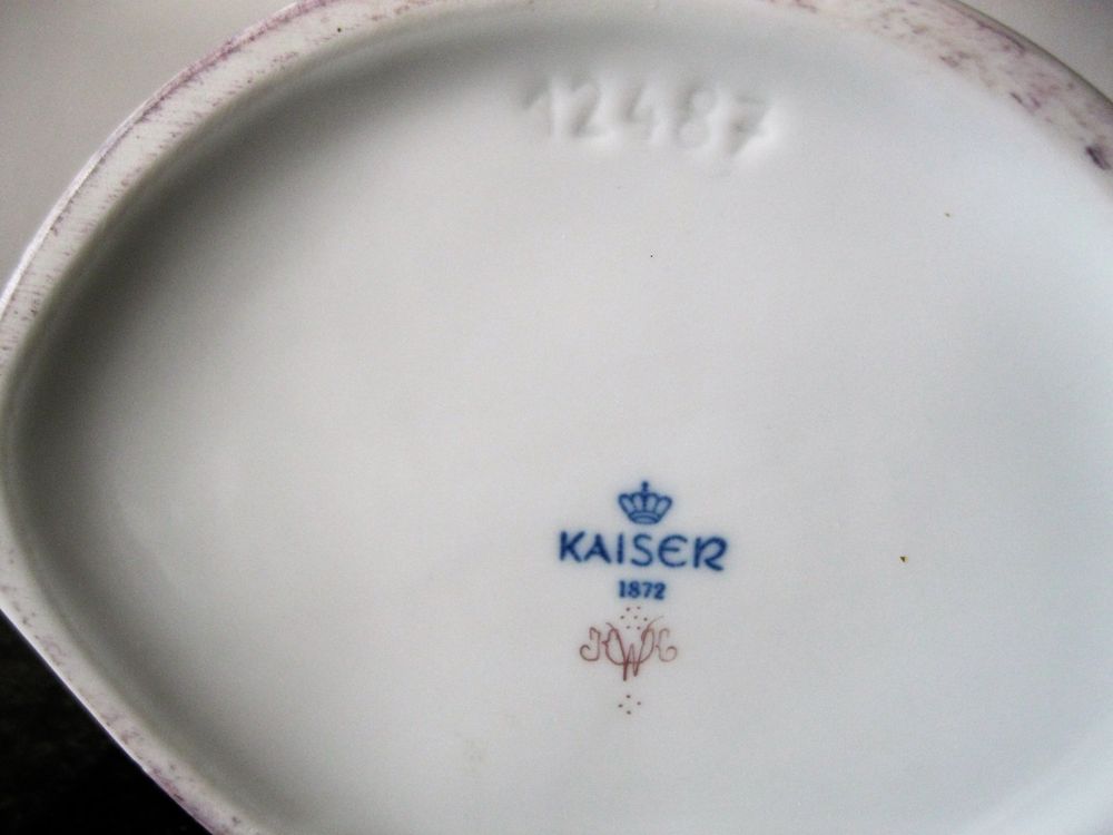 KAISER Vaso Porcellana Bianco Fiori Uccelli Vintage 25 cm Elegante