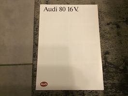Audi 80 16 V Faltprospekt 6 Seiten, August 1990