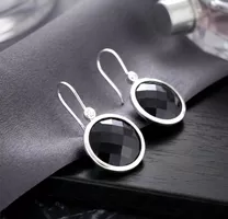 Silber 925 Ohrringe mit Onyx, tiefschwarz & markant - Neu