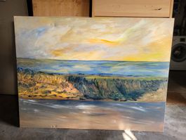 Tableau paysage marin, peinture à l'huile sur toile