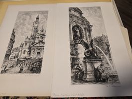 2 Radierungen Litho Aimé Dallemagne