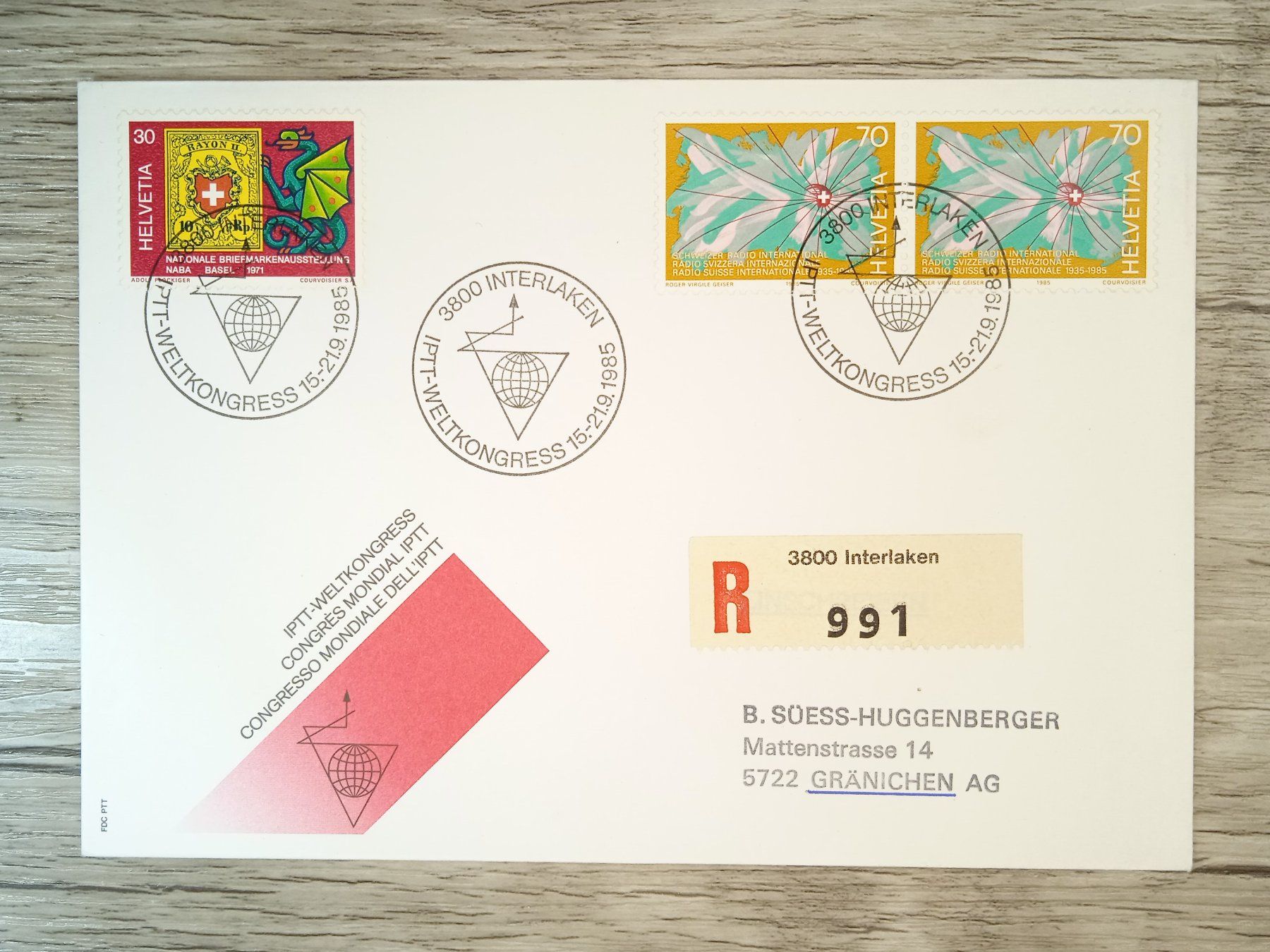 Alle Briefmarken: TR63 Enveloppe + Timbre Suisse 1985 – Gebraucht aus Cousset von Patrick_Collections
