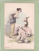 Kitsch Frau Ei Hase Schafe