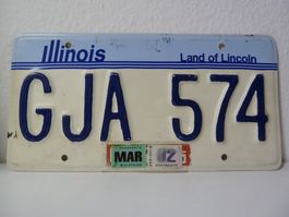 USA Nummernschild Autonummer License Plate ILLINOIS GJA 574