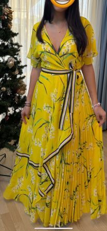 Sommerkleid gelb Blumen Wickelkleid Gr. 36 neuwertig schick