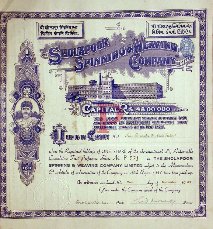 Sholapoor Spinning & Weaving Co 1943 Kaufen auf Ricardo