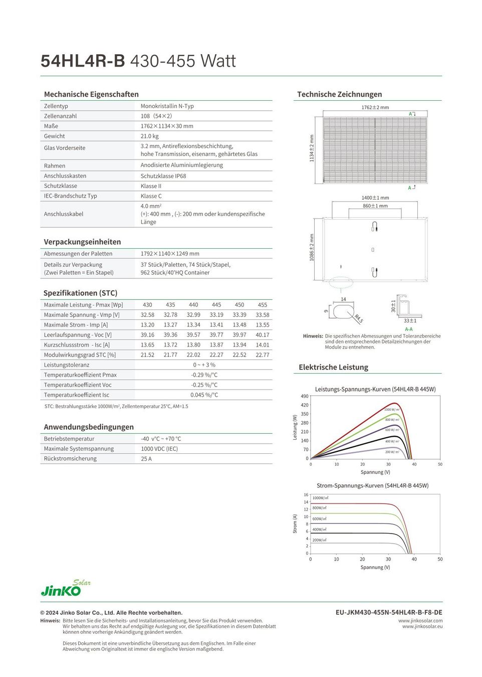 Solargeräte und Solarprodukte: PV-Modul Jinko Solar 445 full black – Neu (gemäss Beschreibung) aus Dürnten von pat-wet8 2