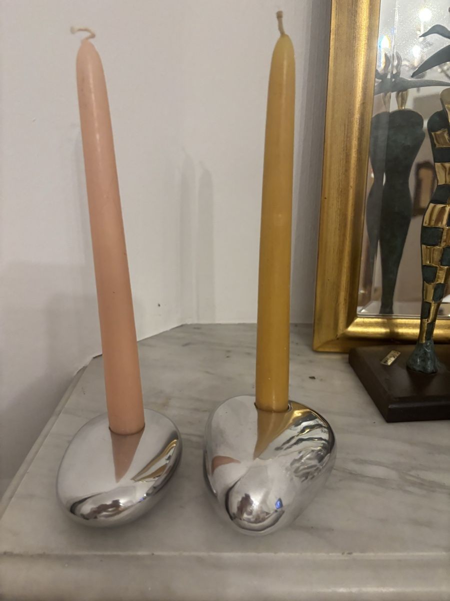 Portacandele: Michael Lax Design Grainware Metaal Post Modern Candlesks c. – Usato da Genève venduto da ati_tj8f 1