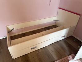 Kinderbett mit Bettkasten und Schubladen weiss