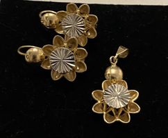 Antike 14 Karat/585er Gold Ohrringe und Anhänger UNIKAT