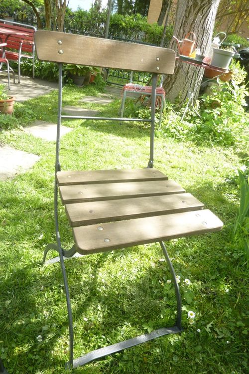 Gartenstühle, 5 Stk. Biergarten, Vintage Metall/Holz Kaufen auf Ricardo