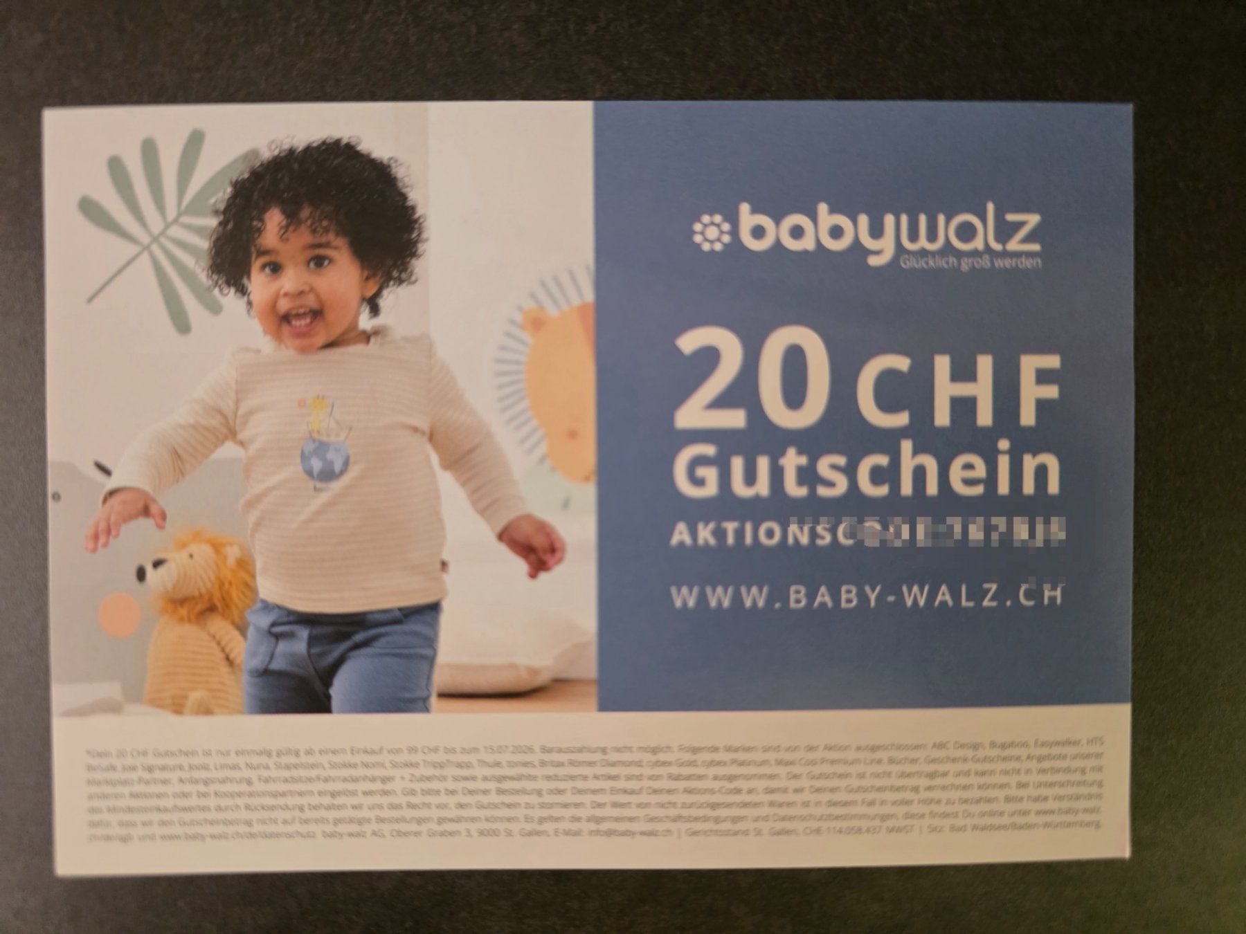 Buoni: Baby-Walz Gutschein 20 CHF – Nuovo e nell'imballaggio originale da Kandersteg venduto da nvo_65py