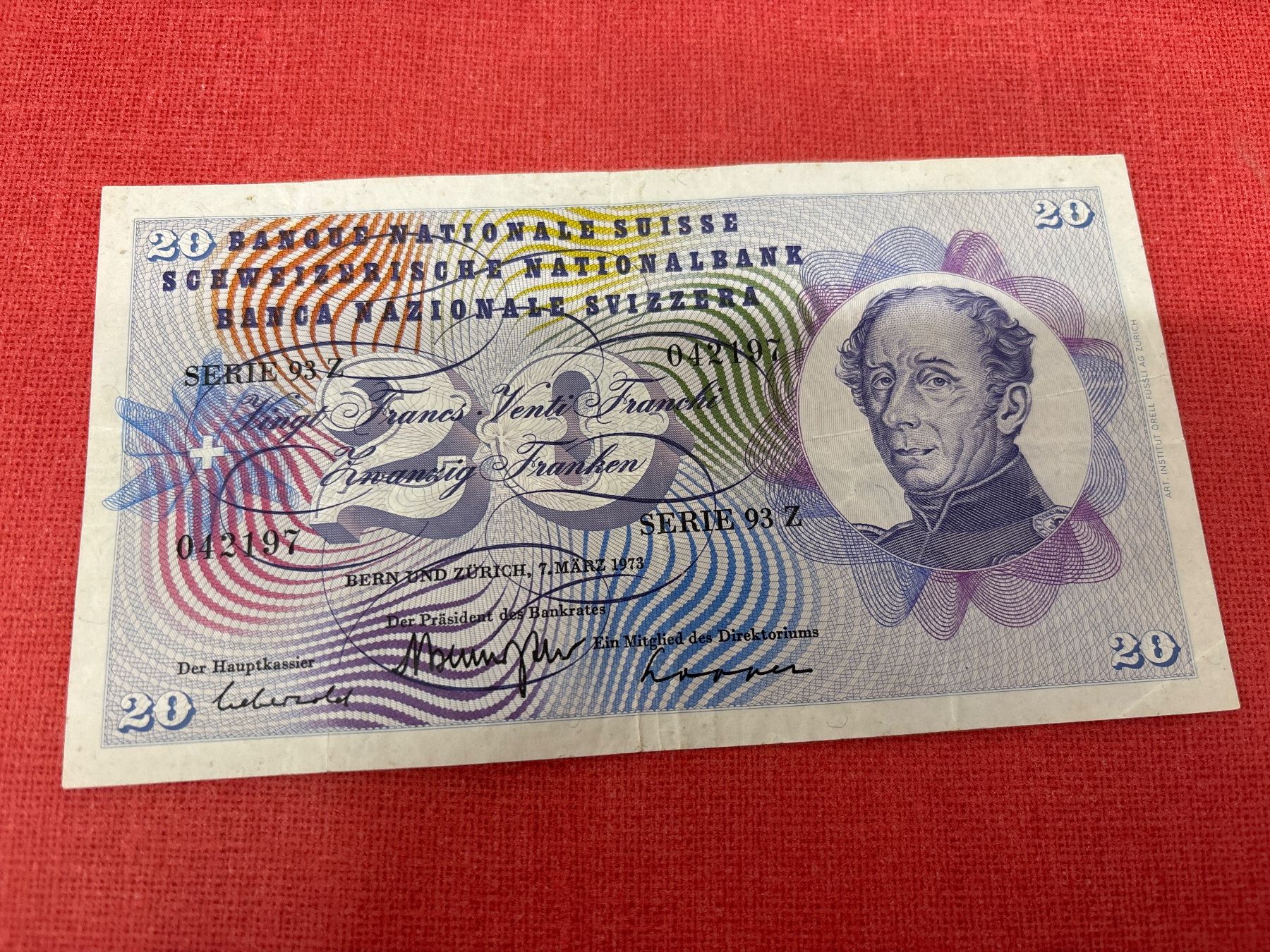 Banconote: 20 Franken Banknote 1973 wenig gebraucht – Usato da Ormalingen venduto da digital09