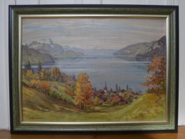 Bild Öl auf Leinwand, Ch Siegenthaler, Leissigen & Thunersee
