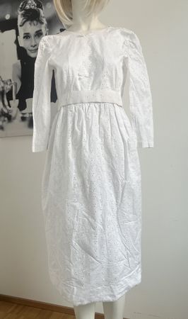 Mädchenkleid, weiss, Baumwolle Lochstickerei 