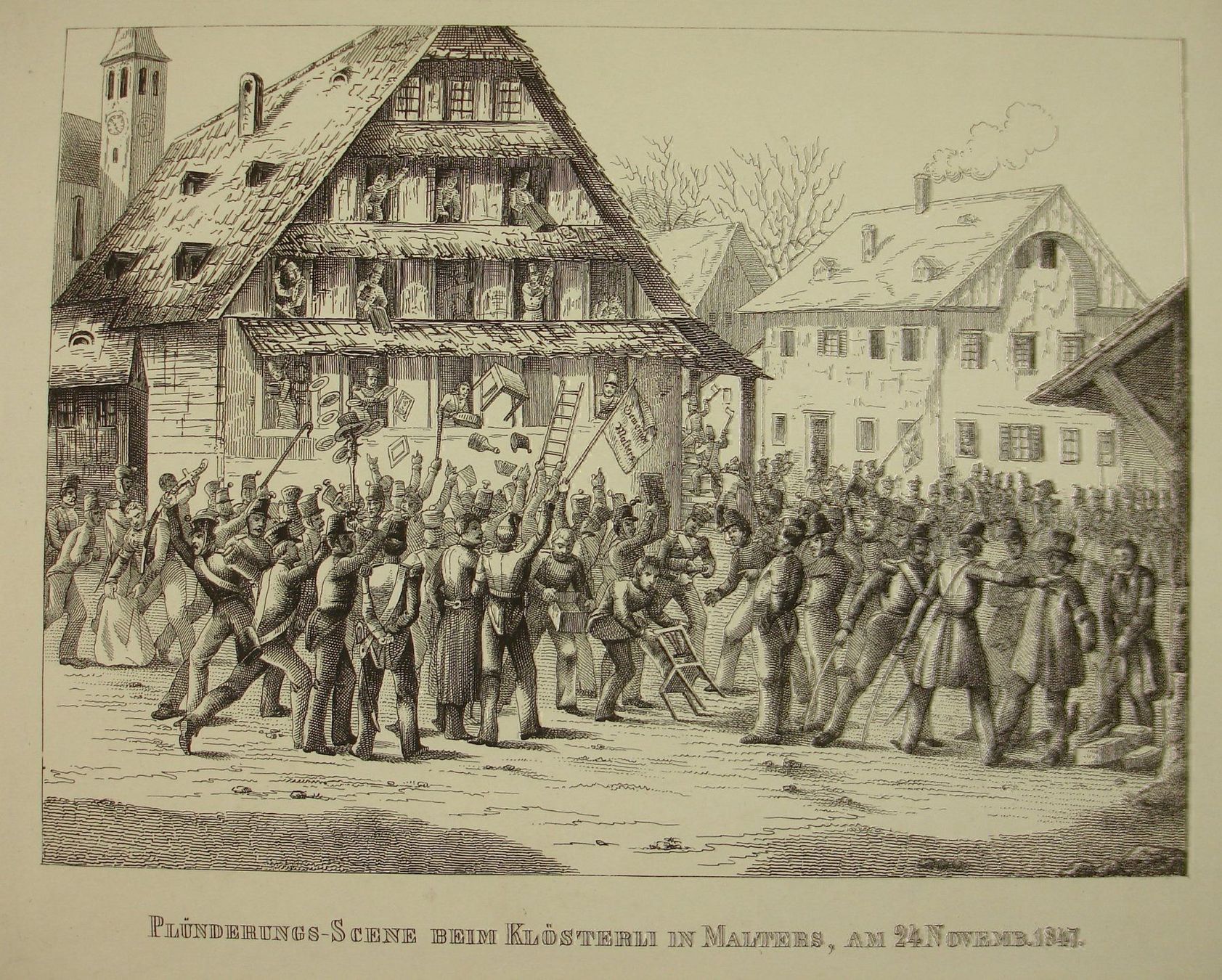 Grafica & Litografie: MALTERS, FEDERLITHOGRAPHIE UM 1850 – Usato da Grüningen venduto da Kartensammler 1