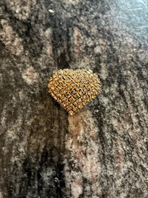 Spille & Fermagli: broche coeur laiton strass-plaqué or – Usato da Evilard venduto da nenette01 1