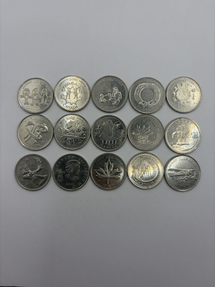 Tutti le monete: Collection de 15 pièces de 25 cents, Canada – Usato da St-Maurice venduto da SPEKER