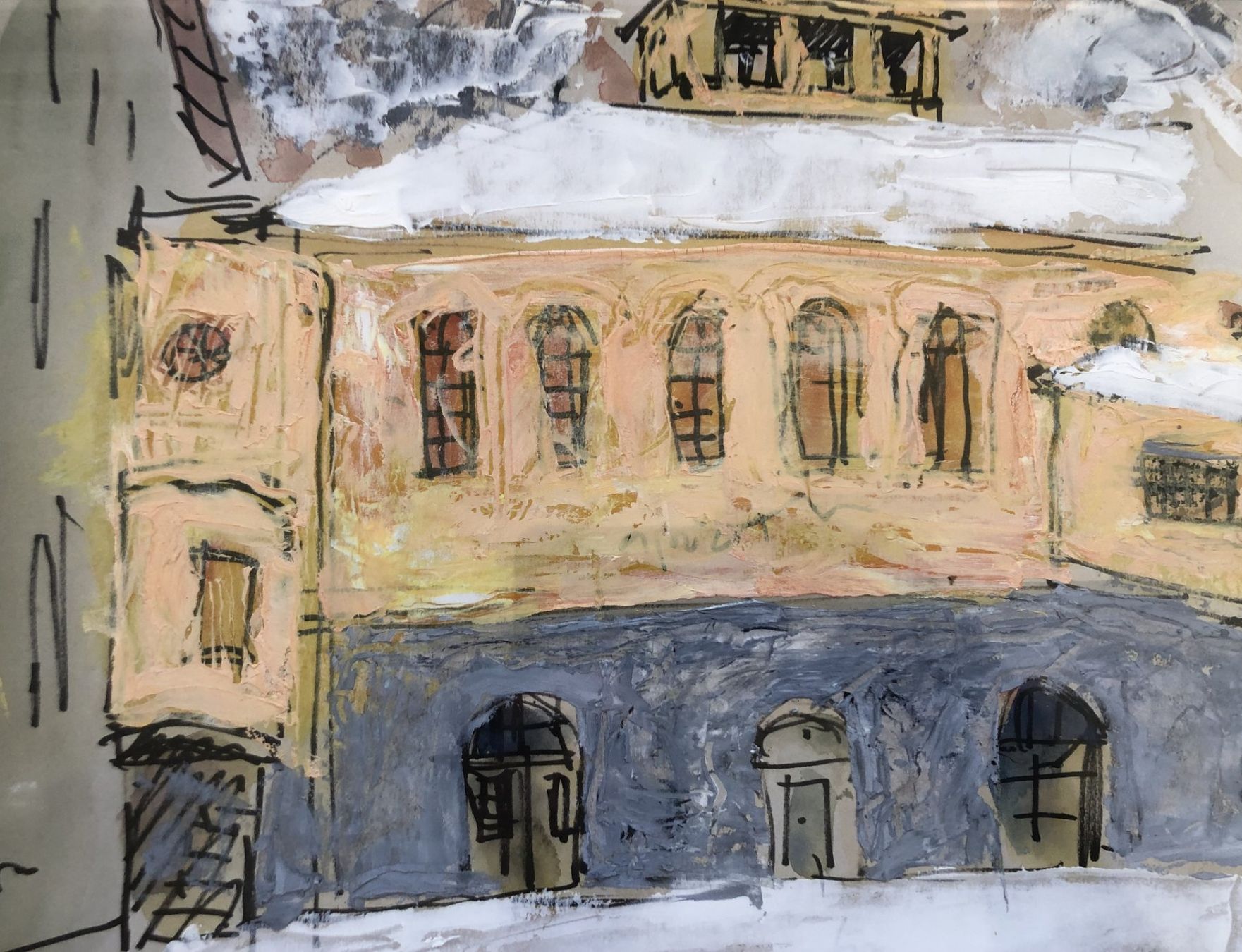 Tableaux: Expressionistisches Winterbild - Mischtechnik – D'occasion à Schaffhausen par durruti 2