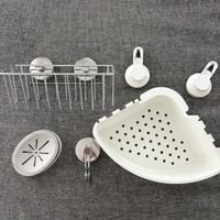 Bathroom accessories: 2 shelves, hook and soap dish