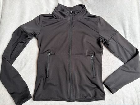Sportjacke schwarz mit Daumenloch Reissverschluss Gr XS/S