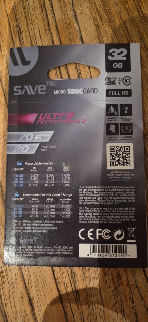 Schede di memoria: Micro SD Card Safe Tec 32MB, 70MB/S – Nuovo e nell'imballaggio originale da Landschlacht venduto da phi_xjn2 1