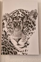 Wandbild Leopard schwarz weiss auf Leinwand guter Zustand
