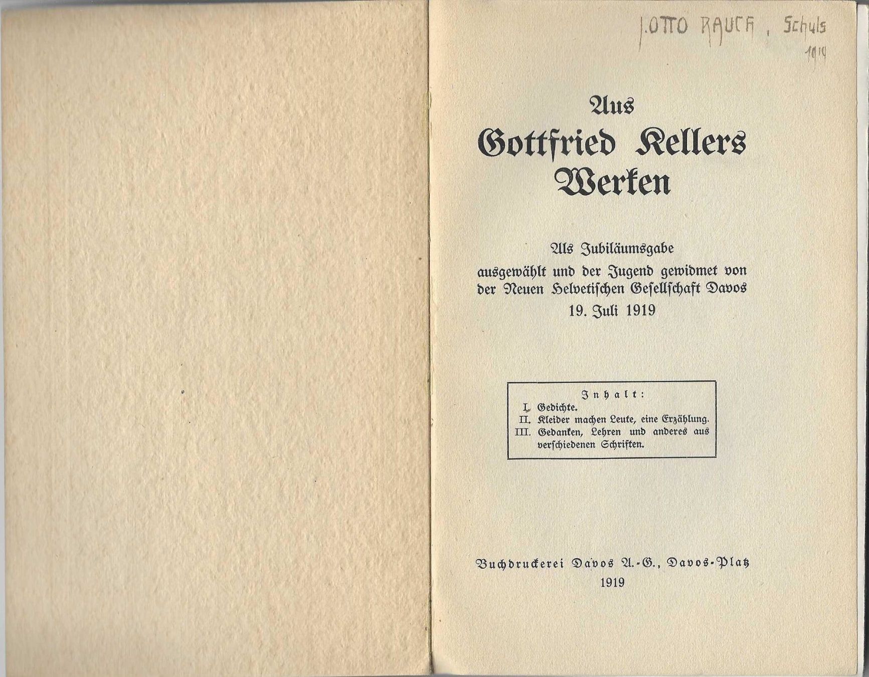 Libri: Aus Gottfried Keller Werken, 1919 – Usato da Flims - Dorf venduto da Stagediver 1