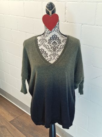 Kaschmir Pulli Kujten Farbverlauf grünschwarz M/L top Zustan